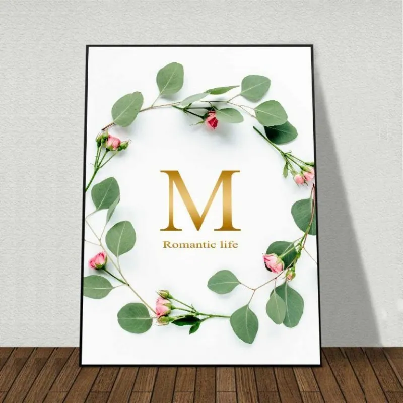 Tranh hoa và lá cây kết hợp chữ The Green Mood