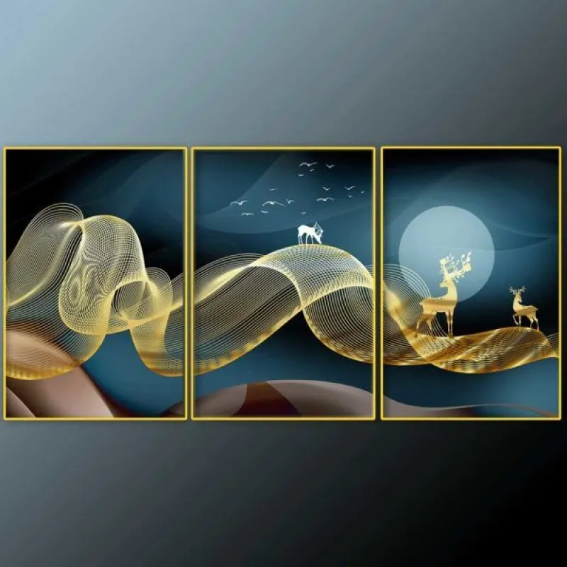 Tranh trừu tượng đàn nai dưới trăng