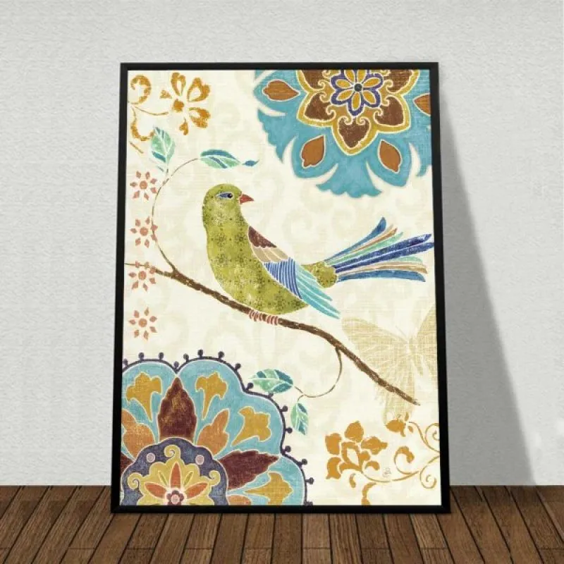 Tranh chim và hoa cách điệu