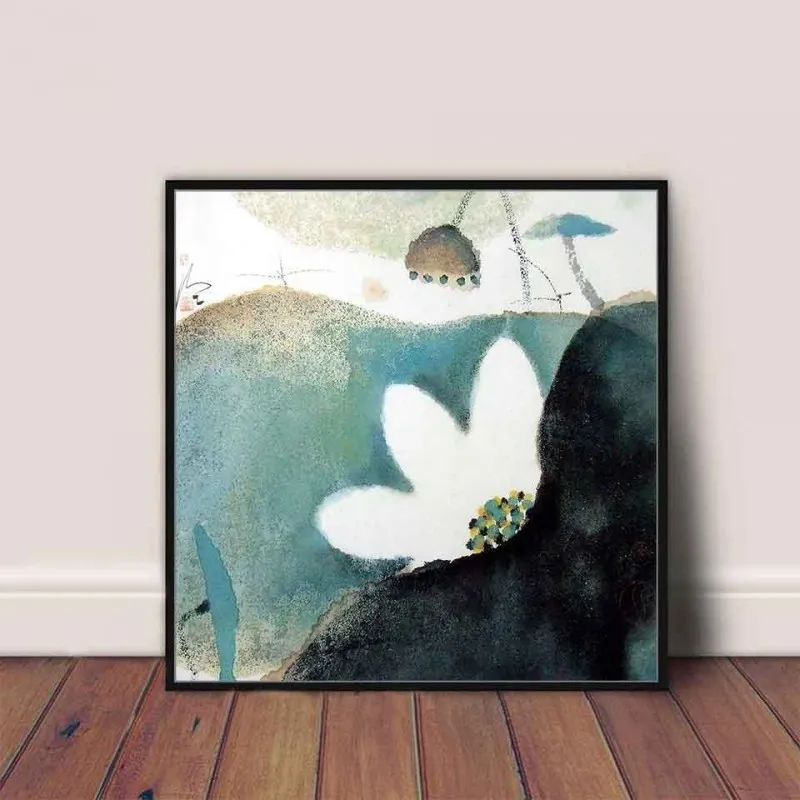 Tranh canvas hoa sen theo phong cách mực Tàu Trung Quốc