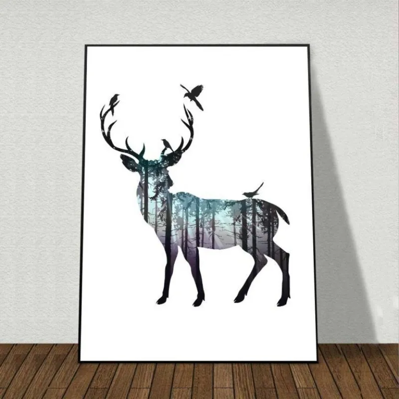 Tranh canvas hươu nai trừu tượng