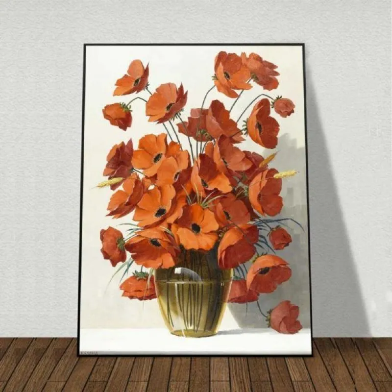 Tranh chậu hoa Sao Nhái màu cam