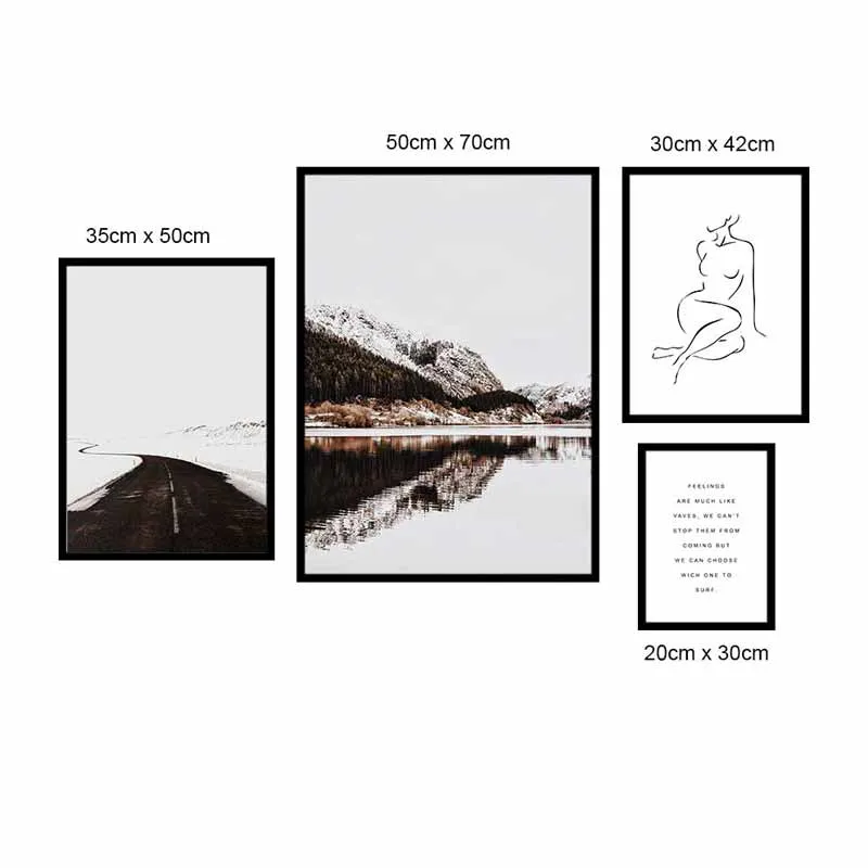 Tranh Scandinavian phong cảnh với các đường nét đơn giản