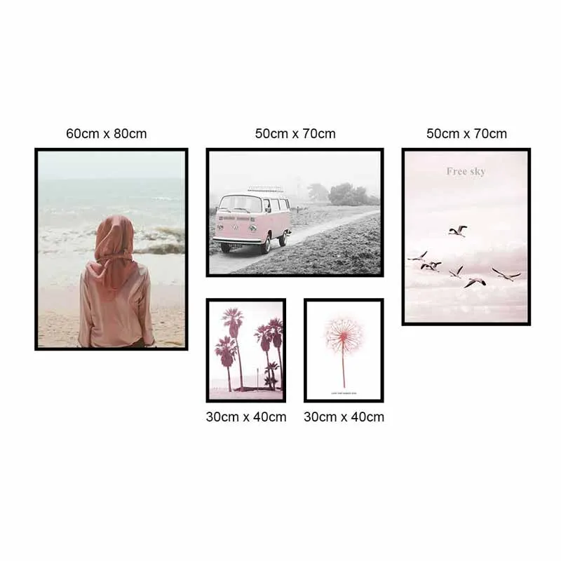 Tranh Scandinavia phong cảnh biển, cô gái