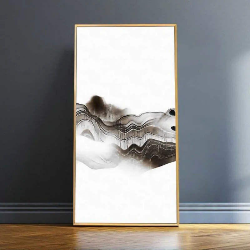 Tranh trừu tượng đồi núi và đàn chim