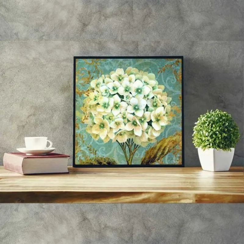 Tranh hoa cẩm tú cầu trắng