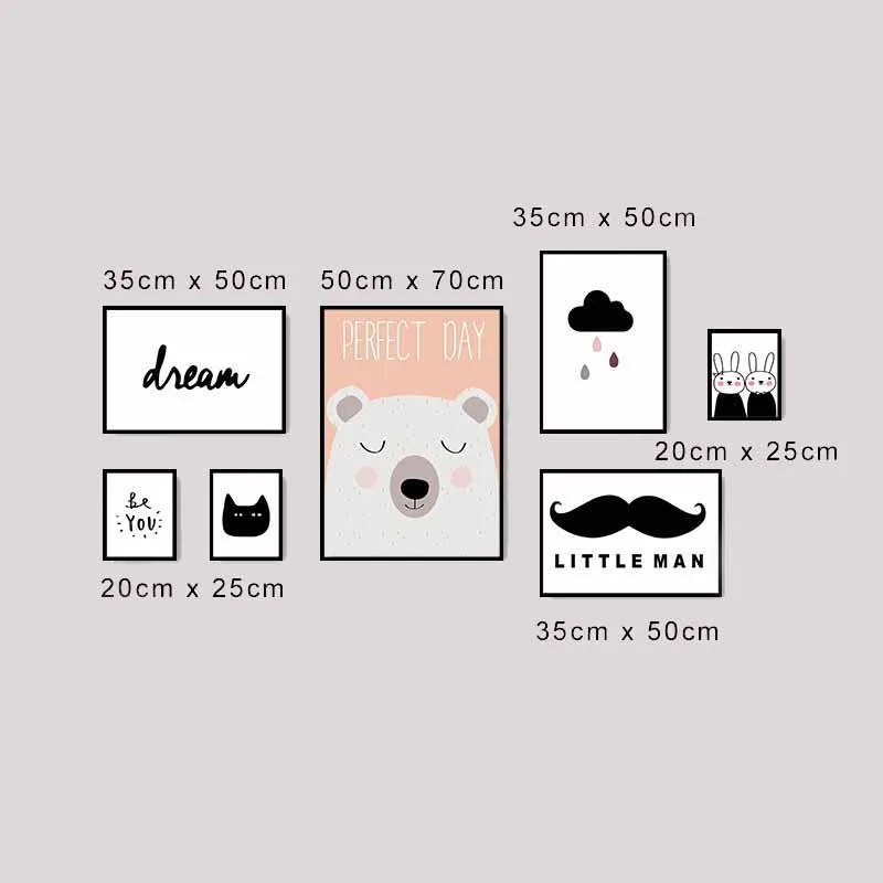 Tranh Scandinavian gấu Bắc cực và thỏ dễ thương