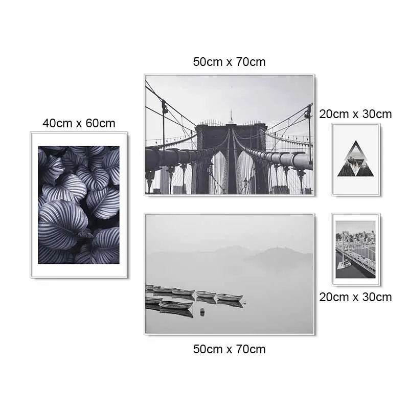 Tranh canvas Scandinavian phong cảnh trắng đen