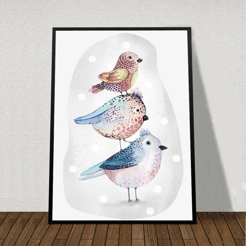 Tranh chim hoạt hình dễ thương