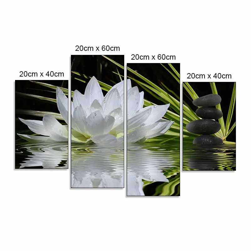 Tranh bộ ghép 4 tấm hoa sen trắng