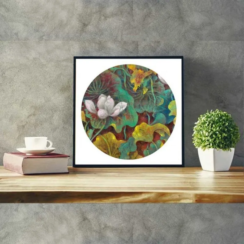 Tranh canvas hoa sen trắng theo phong cách màu phấn