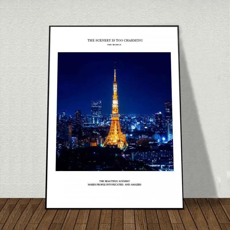 Tranh canvas 5 bức tranh kiến trúc tháp Eiffel, Paris, Pháp
