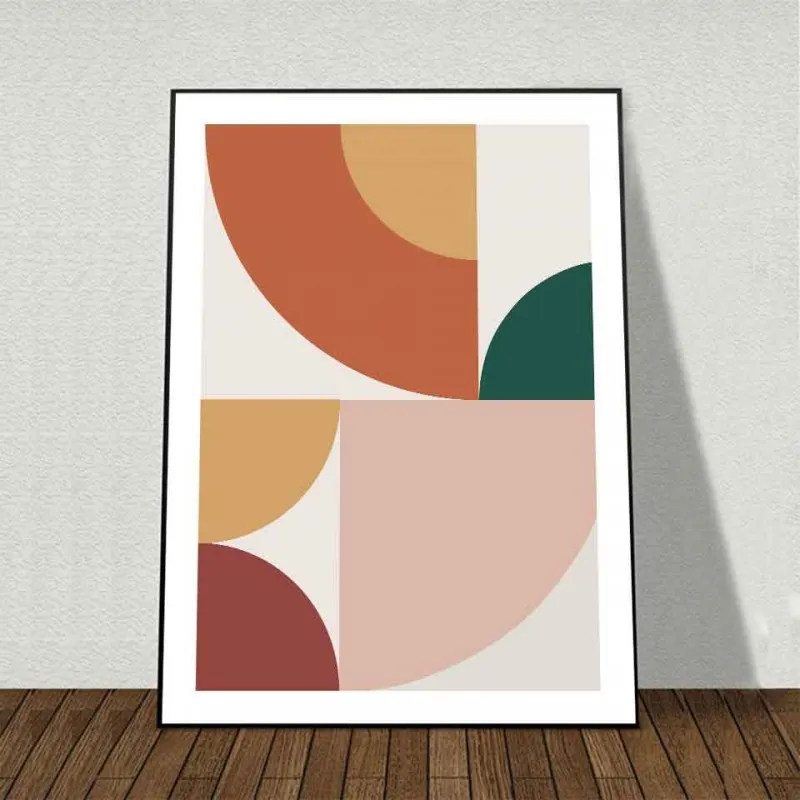 Tranh canvas trừu tượng các khối 1 phần 4 hình tròn