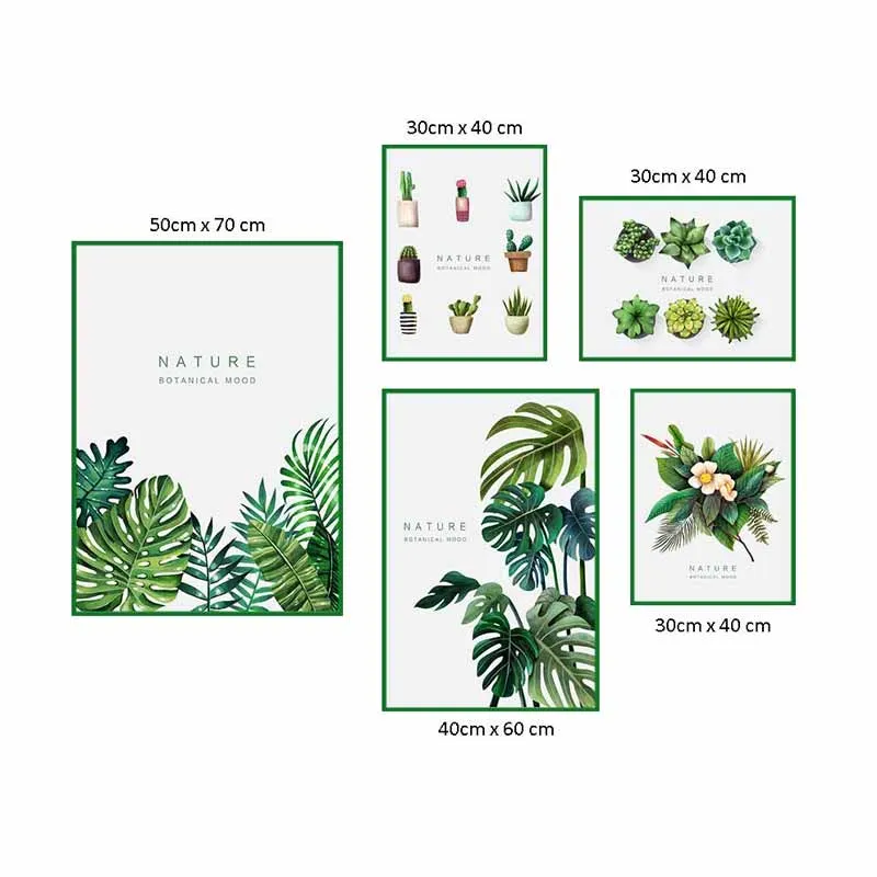 Tranh Bắc Âu Scandinavian lá cây nhiệt đới