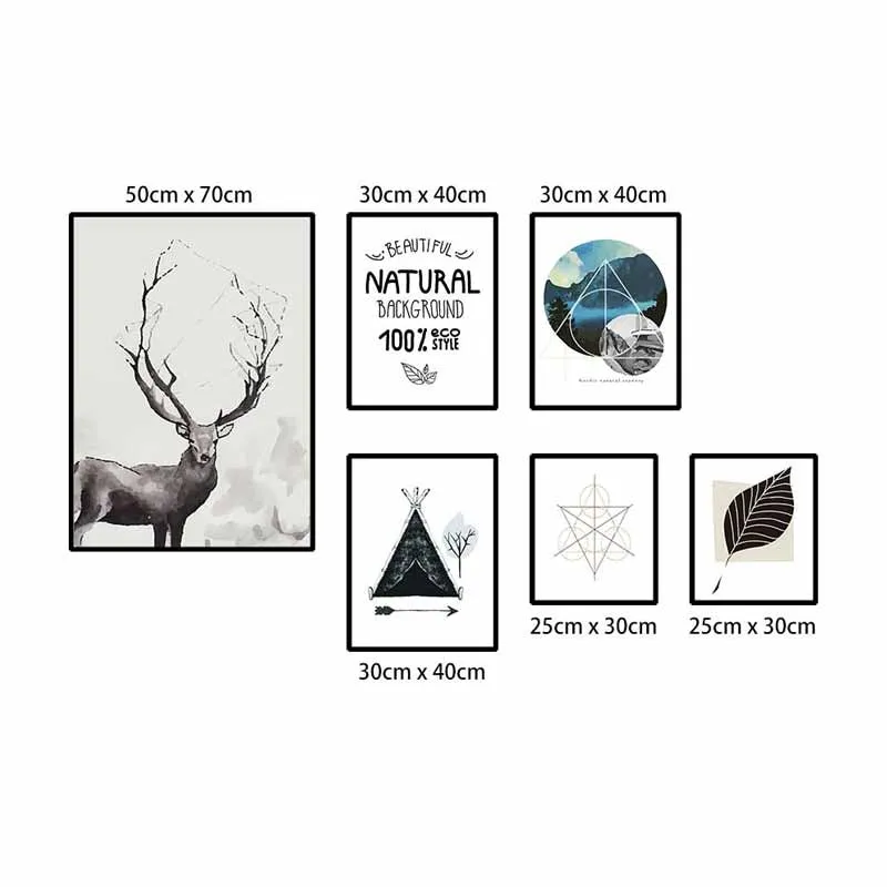 Tranh Scandinavian nai và cái khối hình học trừu tượng