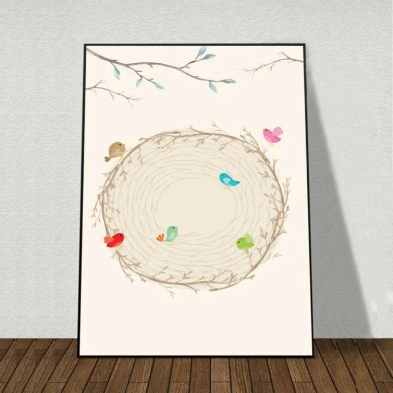 Tranh đàn chim ngộ nghĩnh dễ thương