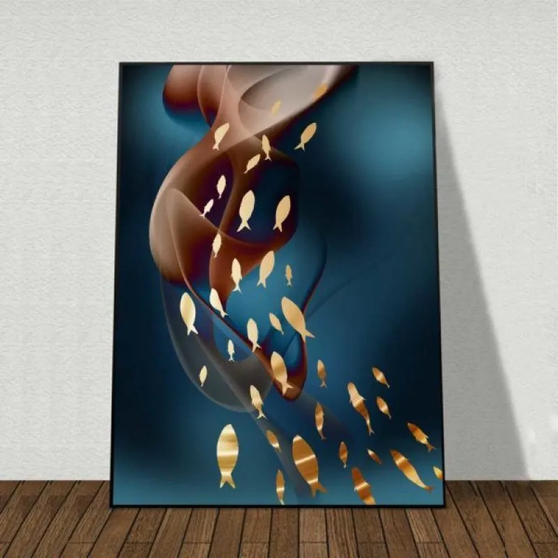 Tranh trừu tượng chim cá và bướm