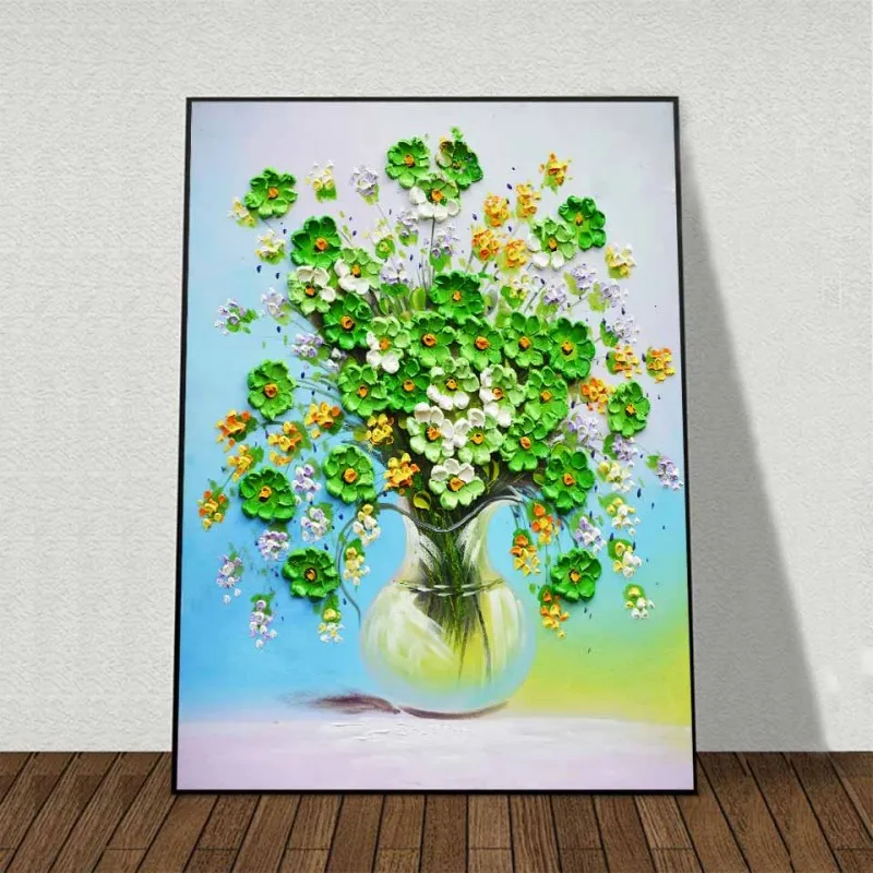 Tranh canvas hoa Sao nhái xanh trừu tượng