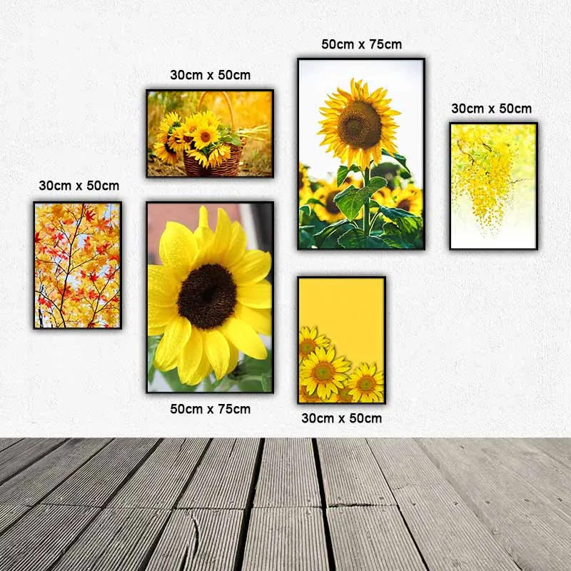 Tranh bộ hoa sắc vàng, hoa hướng dương