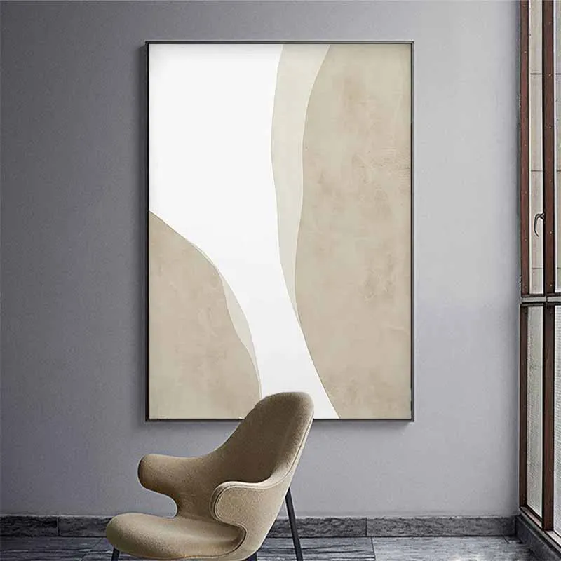 Bộ 2 tranh trừu tượng với các mảng màu trung tính