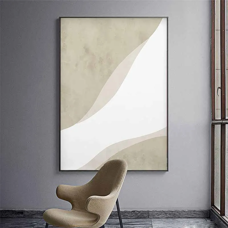 Bộ 2 tranh trừu tượng với các mảng màu trung tính