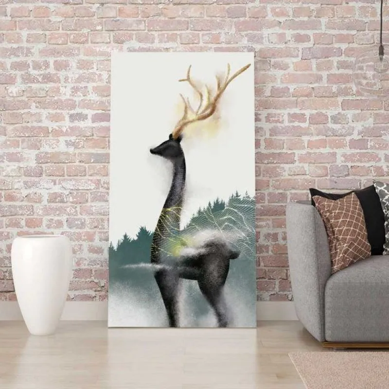 Tranh hươu nai sừng vàng trừu tượng