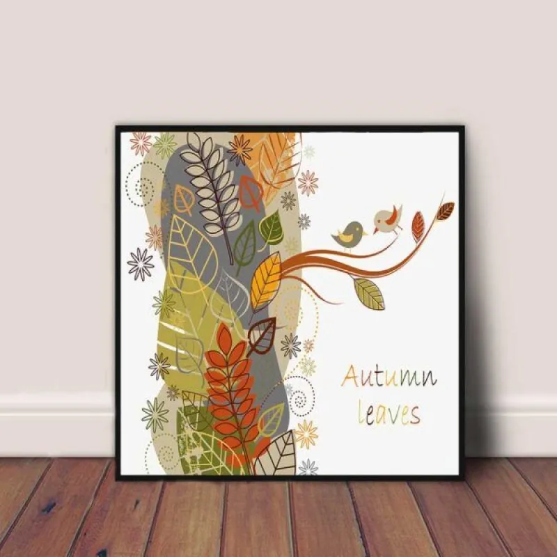 Tranh lá cây vàng mùa thu trừu tượng