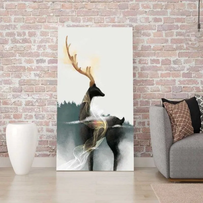 Tranh hươu nai sừng vàng trừu tượng