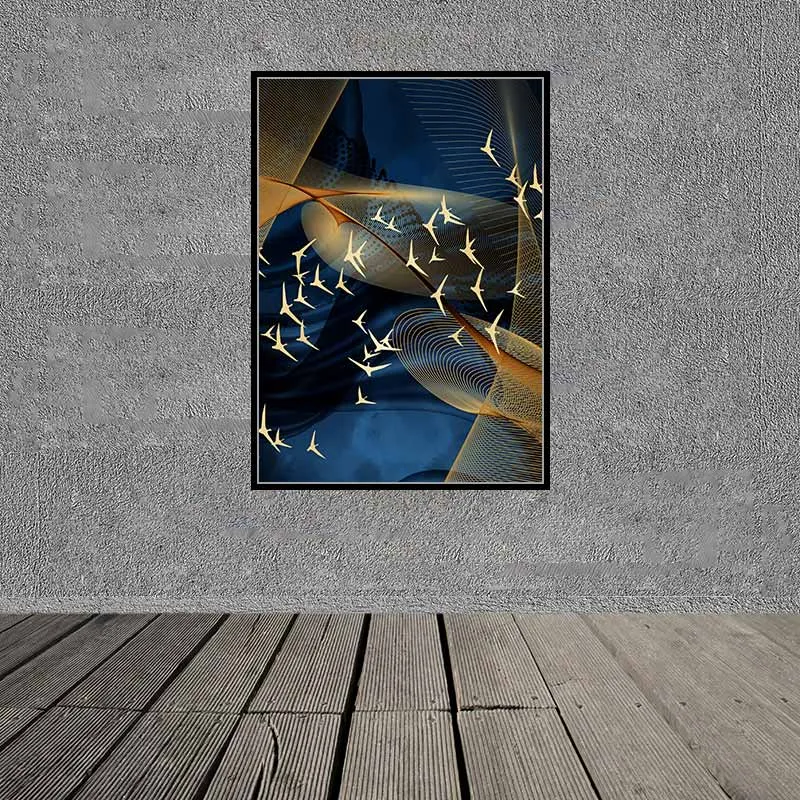 Tranh đàn chim trên nền trừu tượng