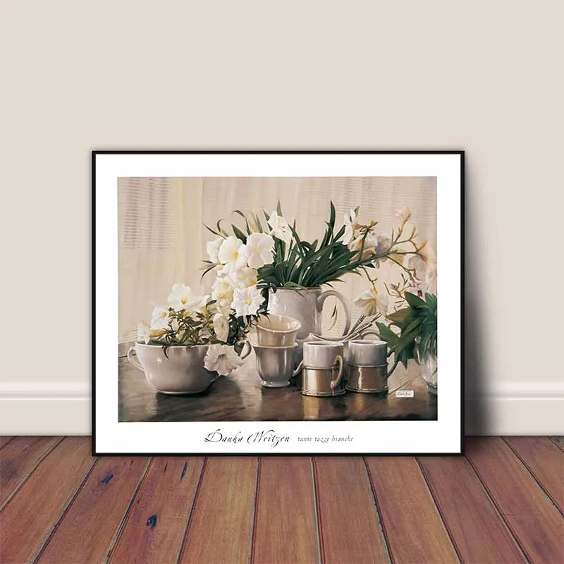 Tranh canvas tĩnh vật hoa cúc trắng