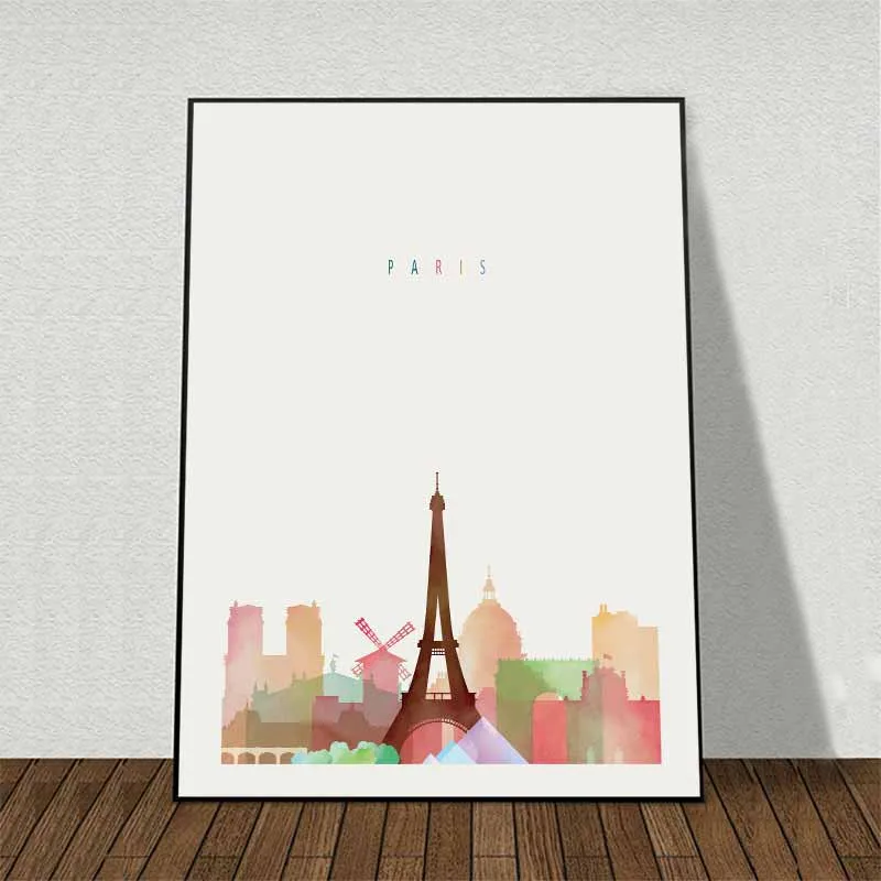 Tranh phong cảnh thành phố Big Ben, London Bridge, New York, Eiffel