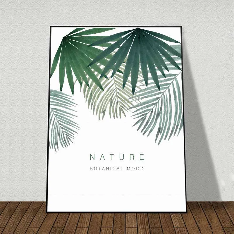 Tranh lá cây nhiệt đới kết hợp chữ Nothing Seek Nothing Find, Nature Botanical Mood