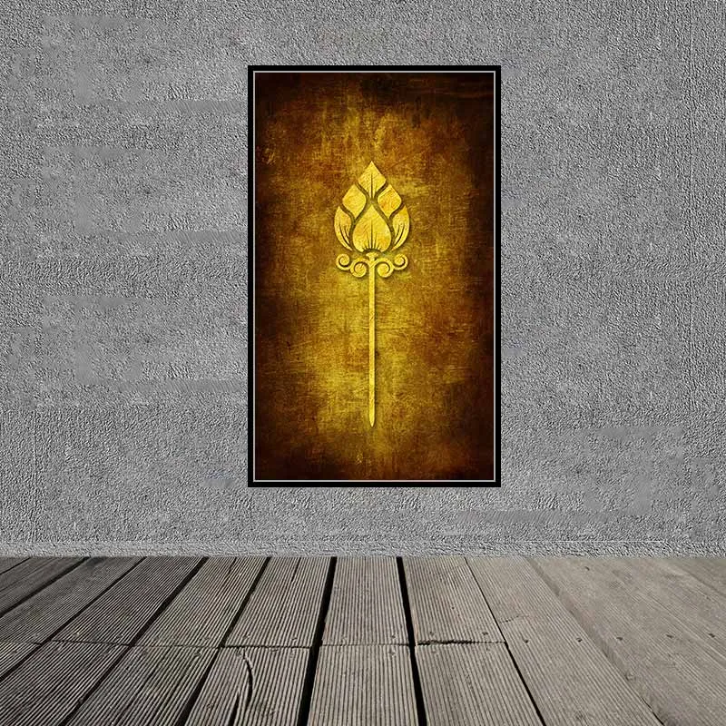 Tranh bàn tay đức phật và hoa sen