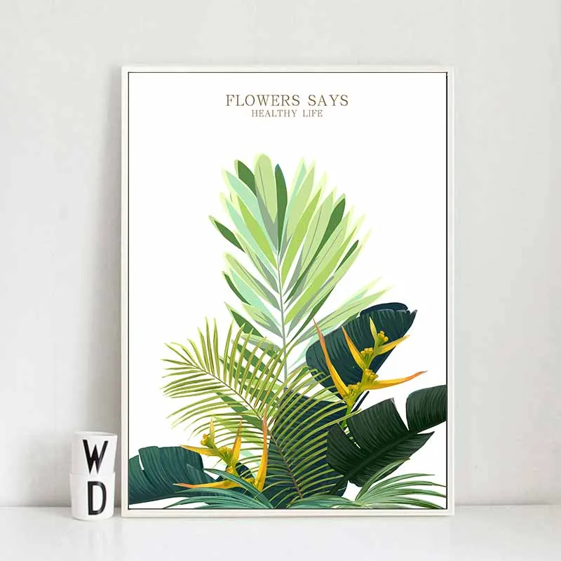 Tranh canvas lá cây nhiệt đới lá cọ dừa