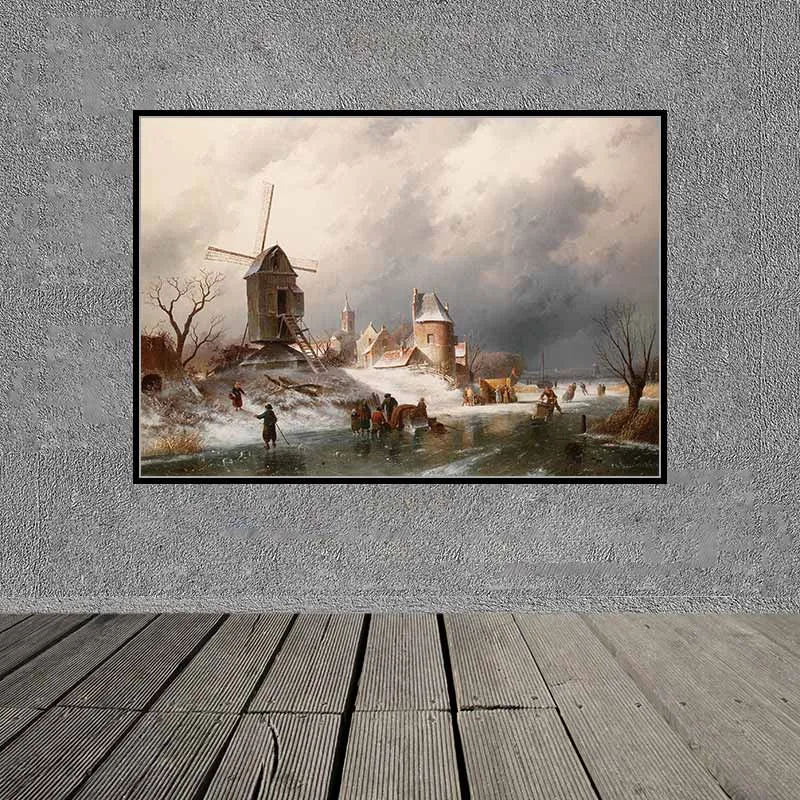 4 bức tranh canvas phong cảnh của họa sĩ Frederik Marinus Kruseman