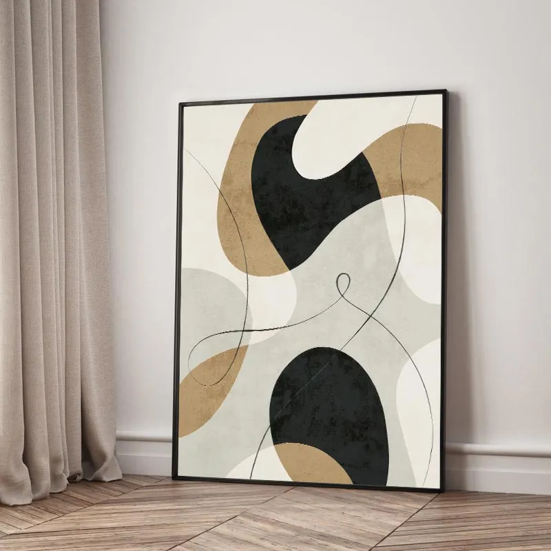 Bộ Ba Tranh Trừu Tượng Dạng Sóng và Hình Khối Động