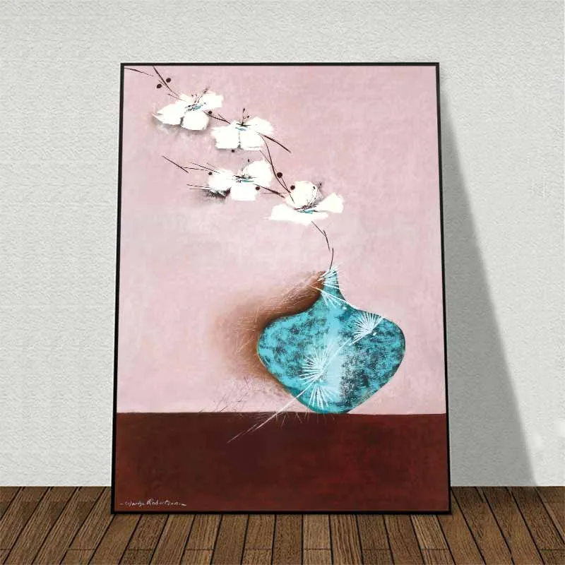 Tranh tĩnh vật hoa và lá trừu tượng