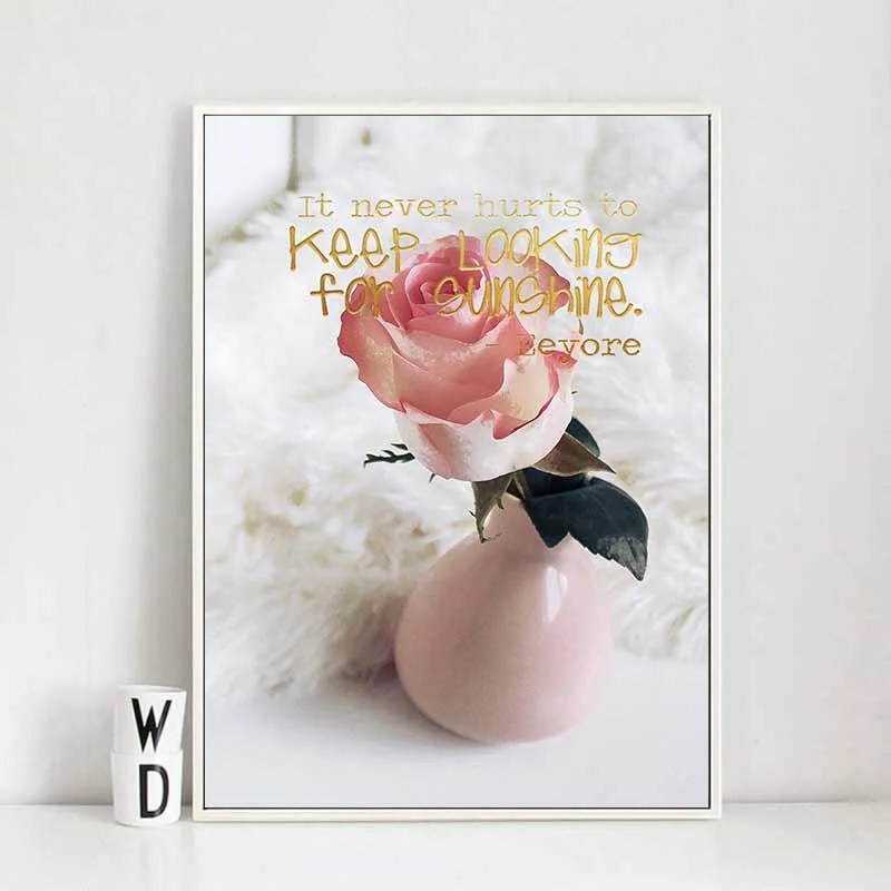 Tranh hoa hồng và chữ Keep life simple