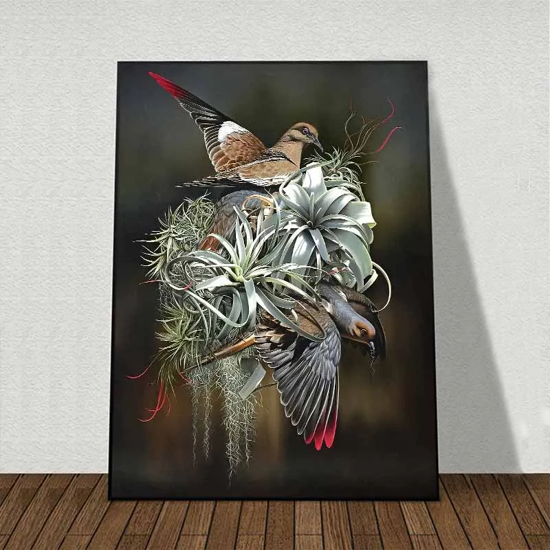 Tranh gia đình chim chiến đấu bảo vệ tổ