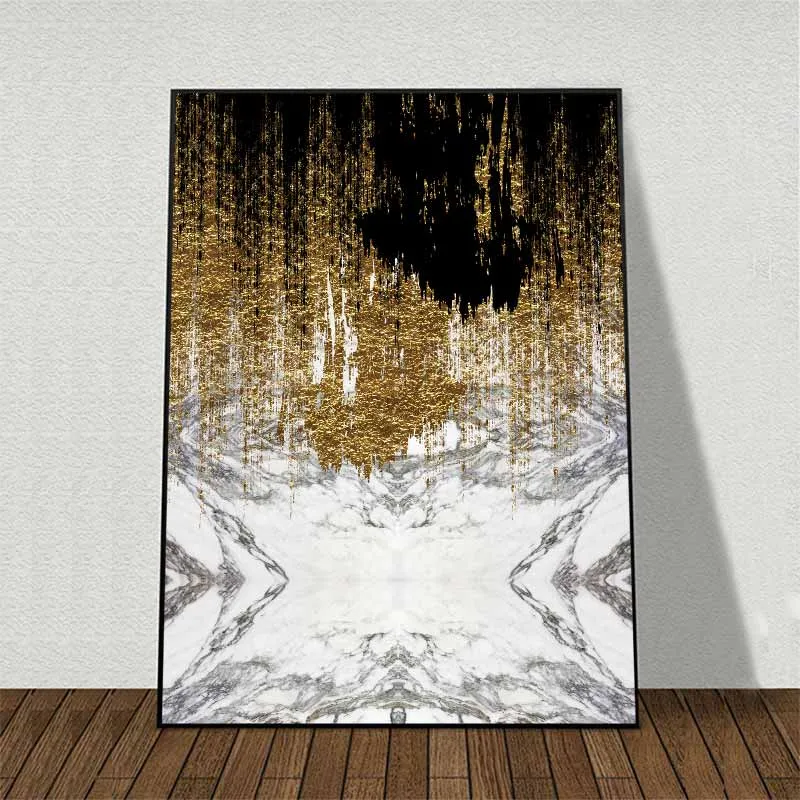 Tranh trừu tượng sắc đen và vàng