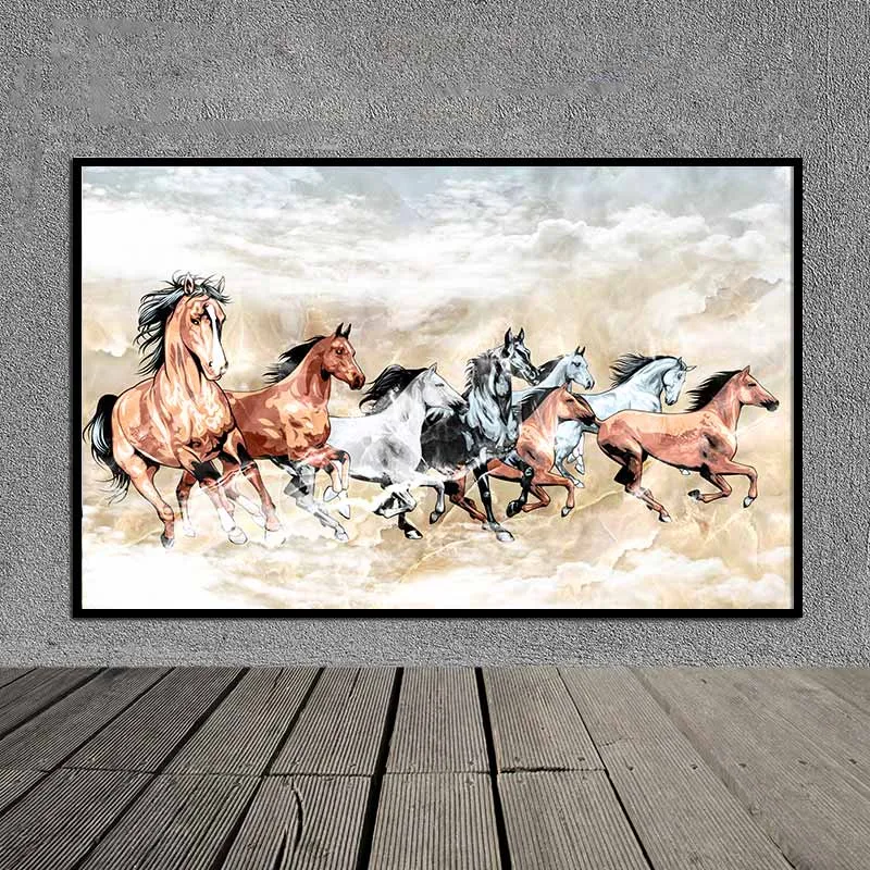 tranh canvas 8 con ngựa Mã Đáo Thành Công