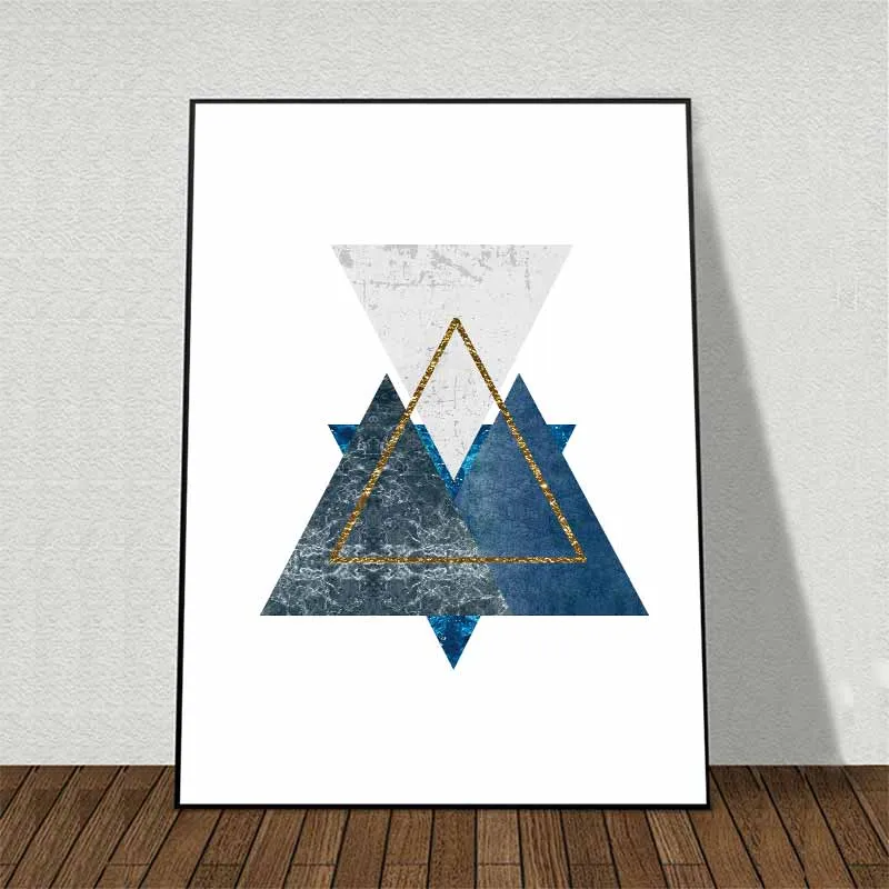 Tranh trừu tượng các khối hình học hình tròn, hình chữ nhật và hình tam giác