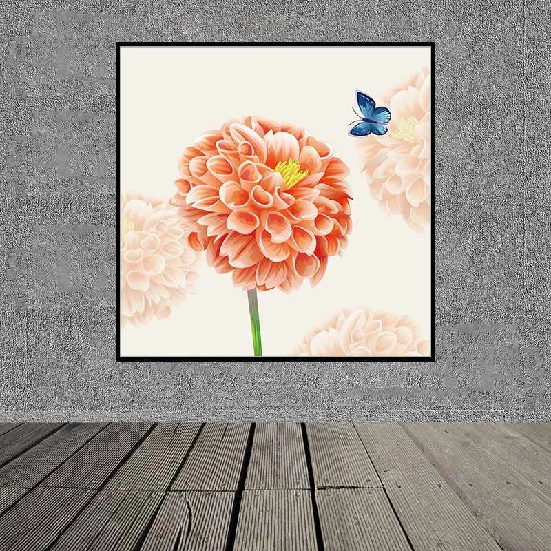 Tranh hoa Cẩm Tú Cầu và bướm