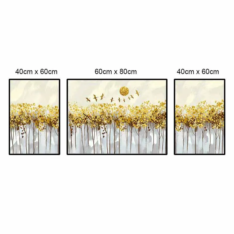 Tranh phong cảnh rừng cây, đàn cò trừu tượng