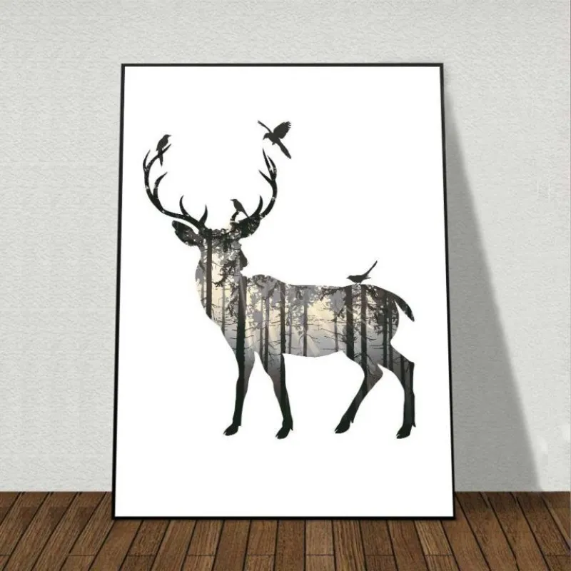 Tranh canvas hươu nai trừu tượng