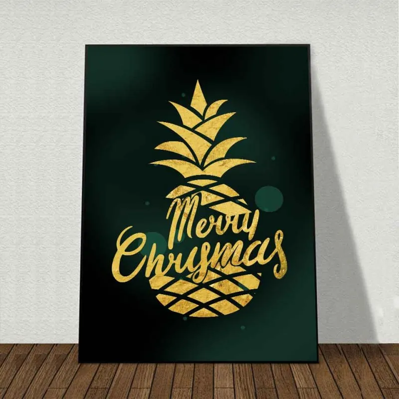 Tranh canvas lá cây nhiệt đới và quả dứa
