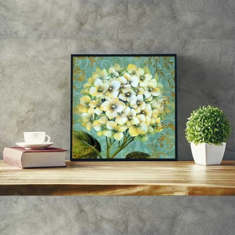 Tranh hoa cẩm tú cầu trắng