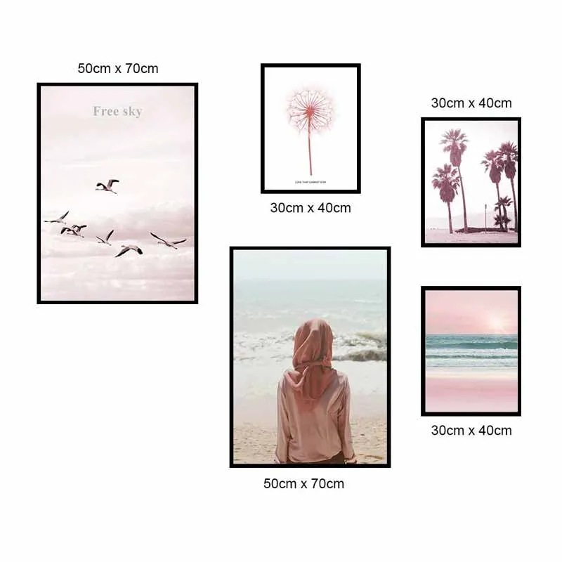 Tranh Scandinavia phong cảnh biển, cô gái