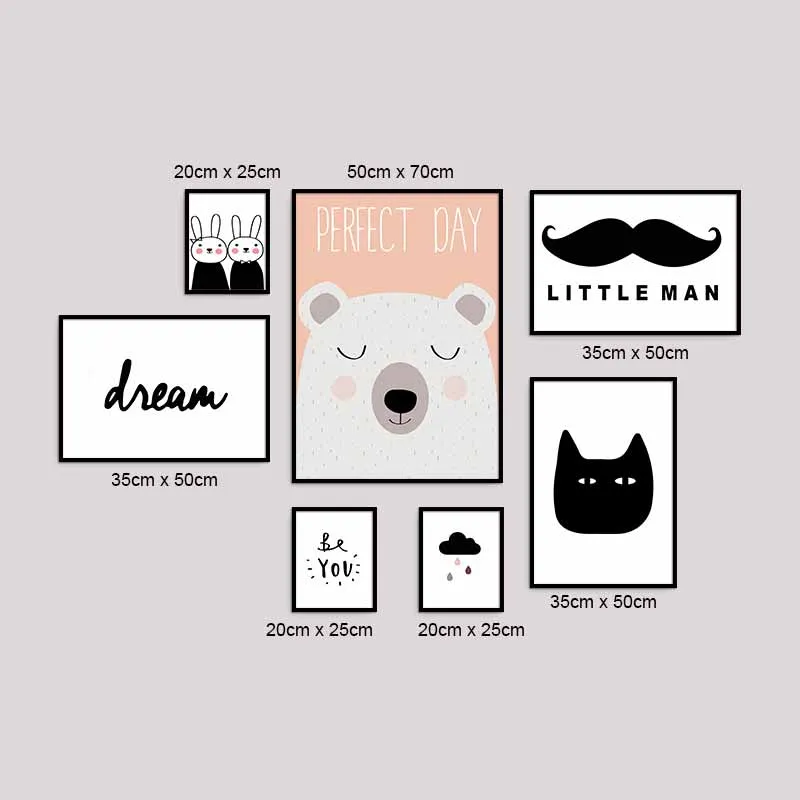 Tranh Scandinavian gấu Bắc cực và thỏ dễ thương