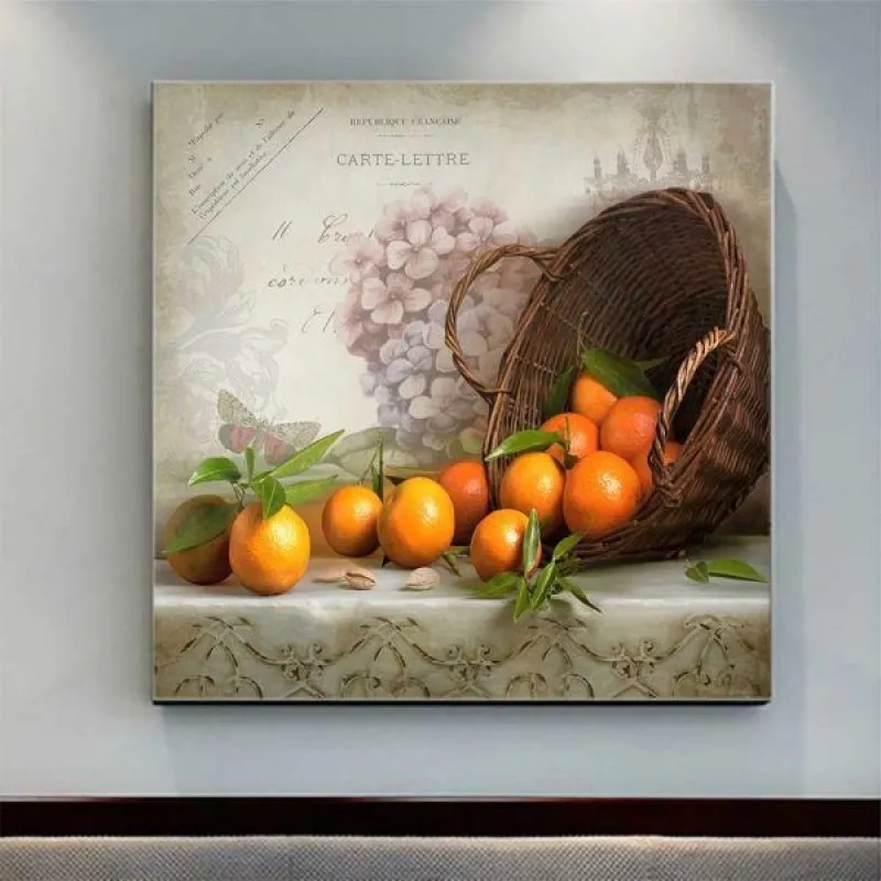 Tranh tĩnh vật quả lê, quả cam và bình đất nung